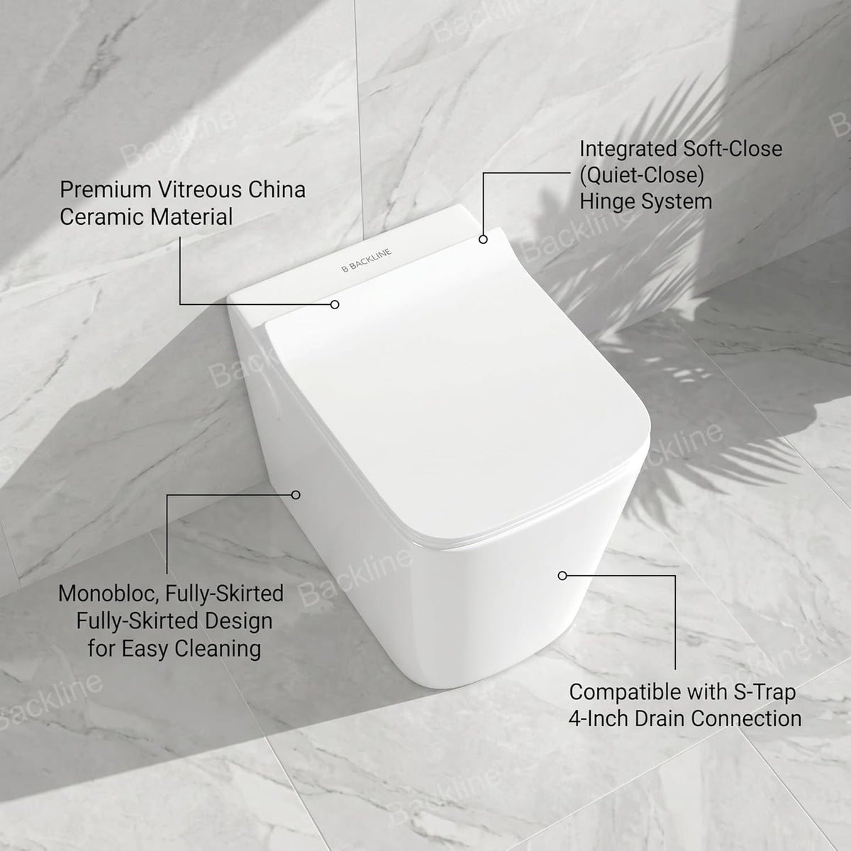 Ewc Commode Backline Ceramic Western Toilet Commode EWC Floor Mounted Toilet Commode
