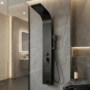 Backline 5-in-1 Overhead Shower Panel System with Hand Shower & Body Mist Spray – 304 Stainless Steel (Matt Black)