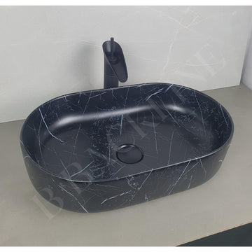 Ceramic Table Top Wash Basin 54 X 36 X 14.5 Cm (Black Matt Finish)