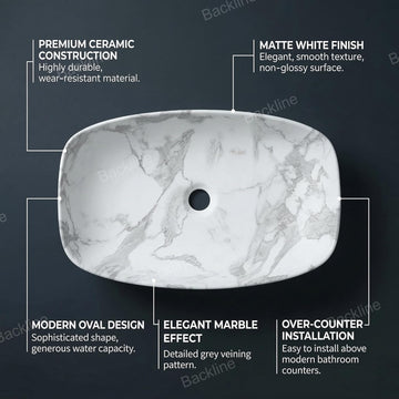 B Backline Ceramic Table Top Wash Basin 60 x 38 cm
