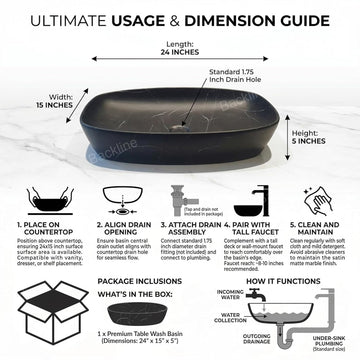 B Backline Ceramic Table Top Wash Basin 60 x 38 cm
