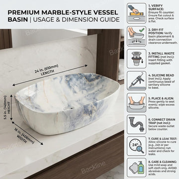 B Backline Ceramic Table Top Wash Basin 60x38 cm