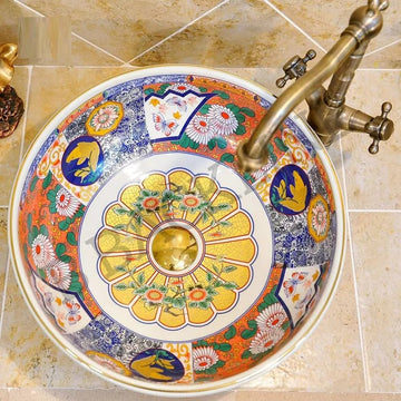 Ceramic Table Top Wash Basin 42 X 42 X 14 Cm (Multicolor)