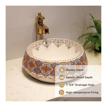 Ceramic Table Top Wash Basin 40 X 40 X 14 Cm (Beige)