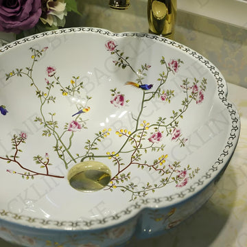 Ceramic Table Top Wash Basin 41 X 41 X 14 Cm (Blue Glossy Finish)