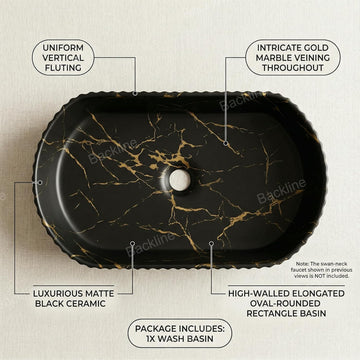 Ceramic Table Top Wash Basin 50 X 30 X 11 cm (Black Matt Finish)