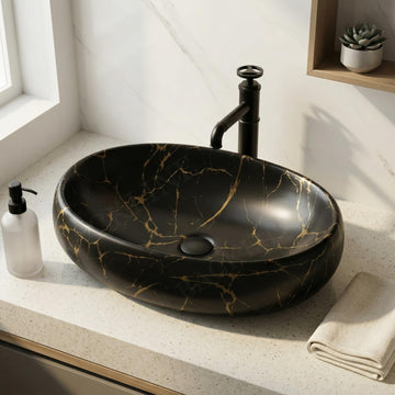 B Backline Ceramic Table Top Wash Basin 60x40 cm Black matt