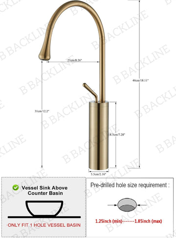 B Backline Single Lever Basin Mixer Tap Brass High Neck Long Body Sink Faucet For Bathroom Rosegold