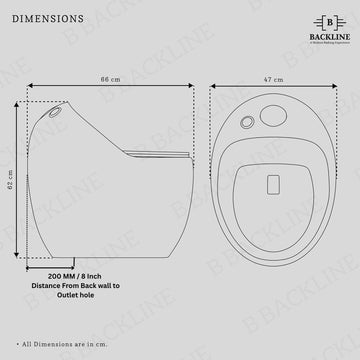 B Backline Ceramic One Piece Siphonic Western Toilet/Water Closet/Commode With Soft Close Toilet Seat For Bathroom - 9" S Trap Outlet Is From Floor