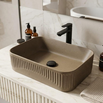 Matte Coffee Brown Table Top Basin – Modern Countertop Bathroom Sink (50x34x14cm)