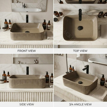 Matte Coffee Brown Table Top Basin – Modern Countertop Bathroom Sink (50x34x14cm)