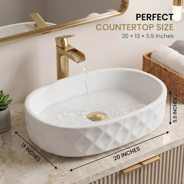 Backline Matte White Ceramic Oval Countertop Table Top Wash Basin 50x32x14 cm