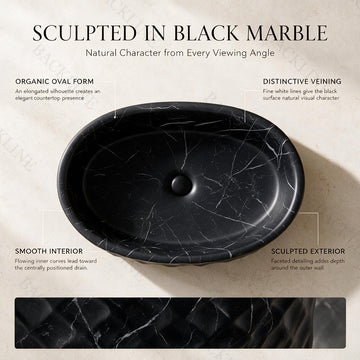 Backline Rectangular Ceramic Countertop Basin – Matt Black (20 x 13 x 5.5 Inch)