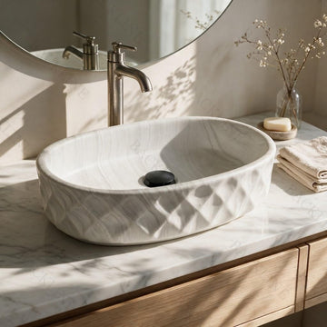 Backline Rectangular Ceramic Countertop Basin – Matt White (20 x 13 x 5.5 Inch)