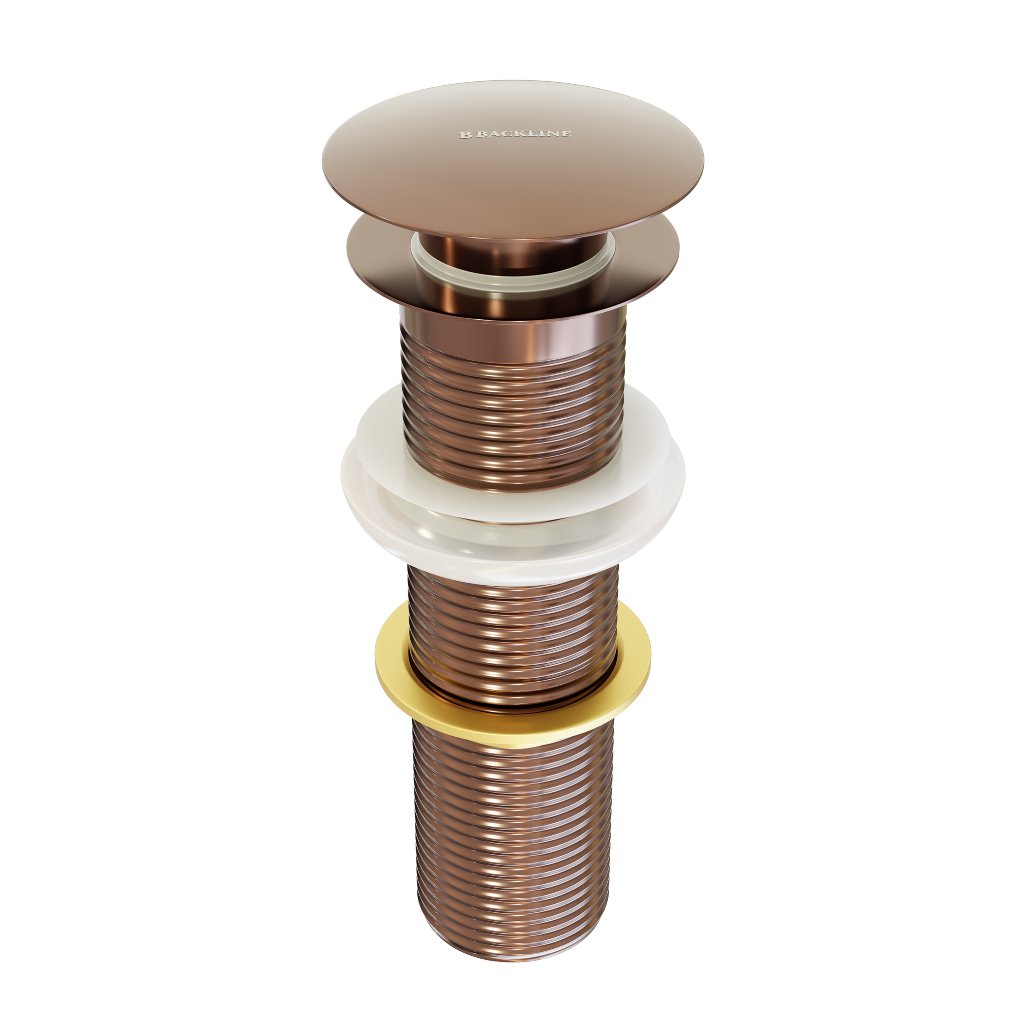 B Backline Ceramic Brass Full Threaded Pop Up Waste Coupling Rose Gold 7 Inch