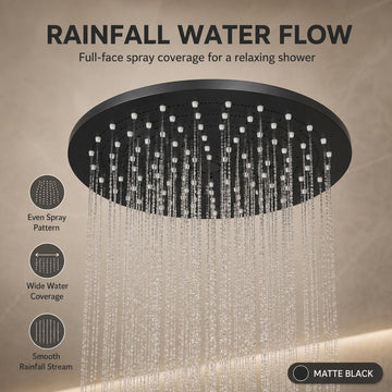 Backline 8.5" Matte Black High Pressure Rectangular Rain Shower Head Wall Mounted Slim Bathroom Overhead Shower (Without Arm)