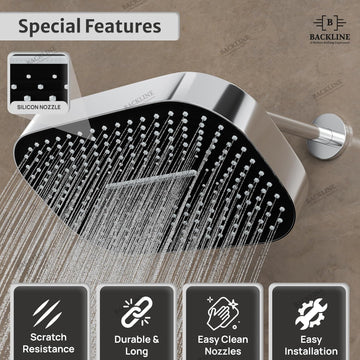 Rainfall Shower Head High-Pressure, Single Flow Overhead Shower For Bathroom (Without Arm) 33 cm x 20 cm