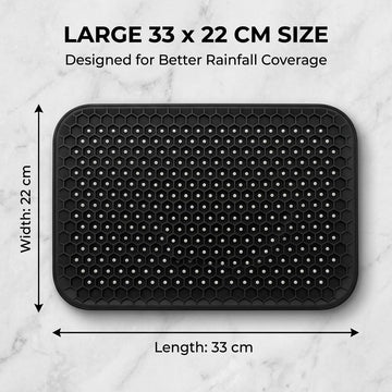 Backline Matte Black Rectangular High Pressure 360° Rotatable Wide Overhead Rainfall Bathroom Shower Head (Without Arm) 33x22cm