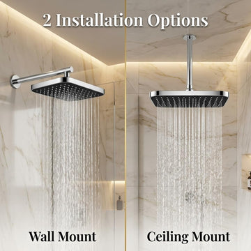 Backline Chrome Rectangular Rain Shower Head (30x21 cm) | 360° Rotatable High-Pressure Overhead Shower (Shower Head Only)