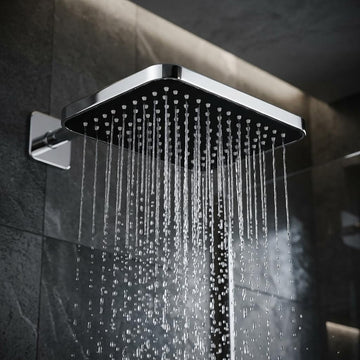 Backline Chrome Rectangular Rain Shower Head (30x21 cm) | 360° Rotatable High-Pressure Overhead Shower (Shower Head Only)