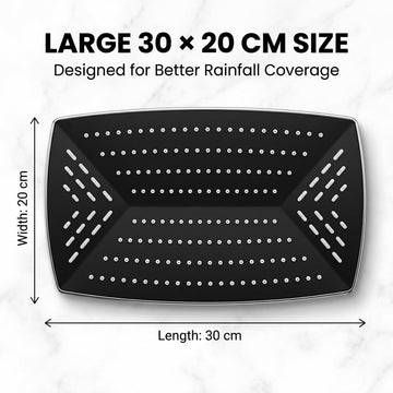 B Backline Diamond Cut Rectangular Rain Shower Head – 90° Rotatable Chrome Overhead Shower (30 x 20 cm)