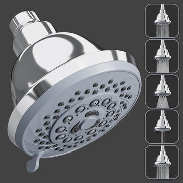 Backline 4-Inch 5-Function ABS Overhead Shower Head – Chrome Finish (Without Arm)