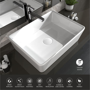 Ceramic Table Top Wash Basin 48 X 38 X 13 Cm (White)