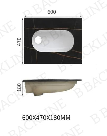 B Backline 24x18" Ceramic Orissa Pan Indian Toilet - Matte Black