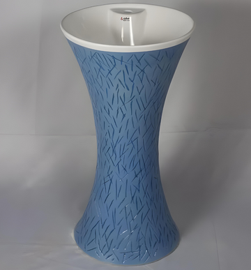 B Backline Ceramic Pedestal Free Standing Wash Basin Round 16 Inch Blue