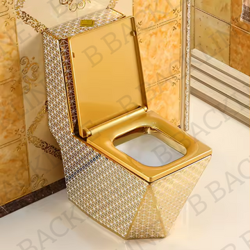 B Backline Ceramic One Piece Western Toilet Commode Gold Color S-Trap 12