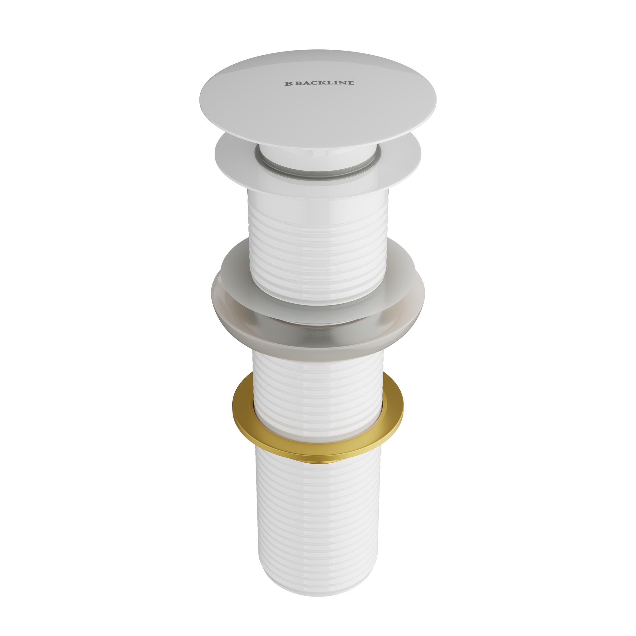 B Backline Ceramic Brass Full Threaded Pop Up Waste Coupling Glossy White 7 Inch