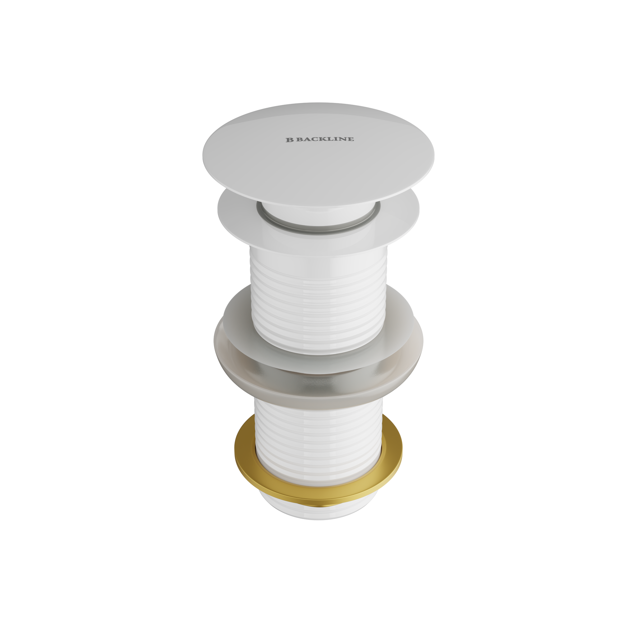 B Backline Ceramic Brass Full Threaded Pop Up Waste Coupling White Glossy 5 Inch