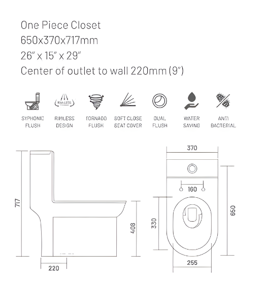 Commode Width B Backline One Piece Western Toilet Commode Floor Mounted Toilet Rimle