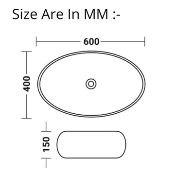 B Backline Ceramic Table Top, Counter Top Wash Basin 24 X 16 X 5.5 Inches Rose Gold