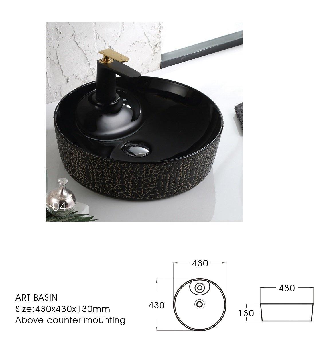 Ceramic Premium Designer Table Top Over Counter Vessel Sink Wash Basin for Bathroom 17 X 17 X 5 Inch Black Basin For Bathroom - Bath Outlet