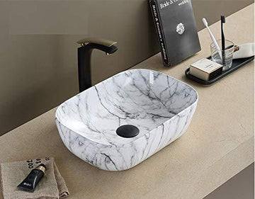B Backline Ceramic Table Top, Counter Top Wash Basin 18 X 13 X 5.5 Inch