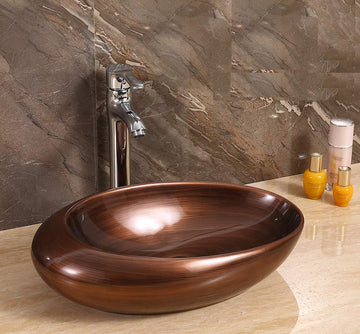 B Backline Ceramic Table Top, Counter Top Wash Basin 49 x 32 CM Copper