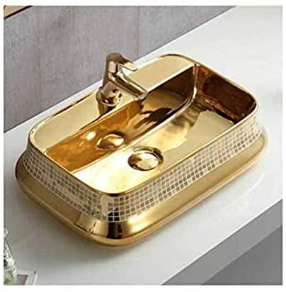 Table Top Designer Gold Wash Basin 52 X 36 X 13 Cm - Bath Outlet