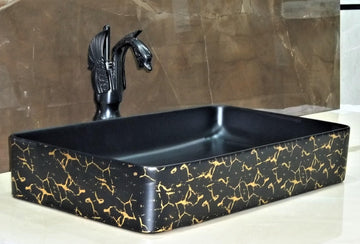 B Backline Ceramic Table Top, Counter Top Wash Basin Black 60 x 35 CM