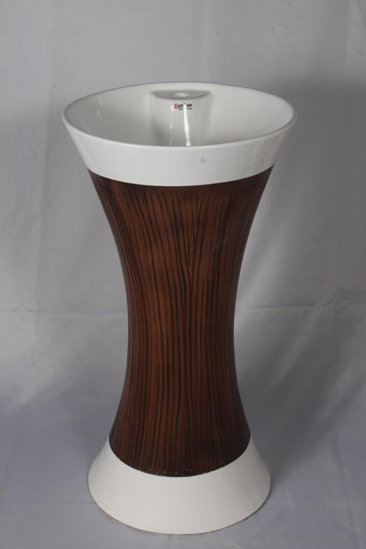 Ceramic One Piece Pedestal Wash Basin Free Standing 16 Inch Round - Bath Outlet
