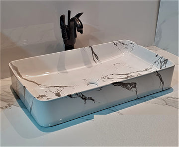B Backline Ceramic Table Top, Counter Top Wash Basin 24 X 14 X 5 Inch