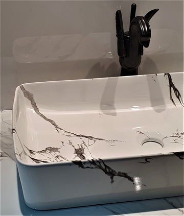 B Backline Ceramic Table Top, Counter Top Wash Basin 24 X 14 X 5 Inch