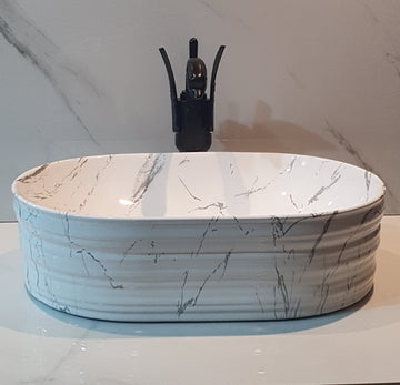 B Backline Ceramic Table Top, Counter Top Wash Basin 18 X 13 X 5 Inch White