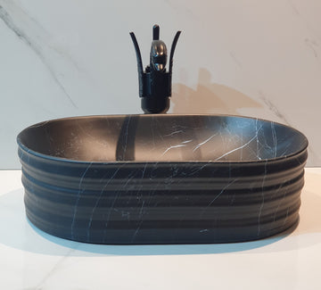 B Backline Ceramic Table Top, Counter Top Wash Basin 18 X 13 X 5 Inch Black Matt