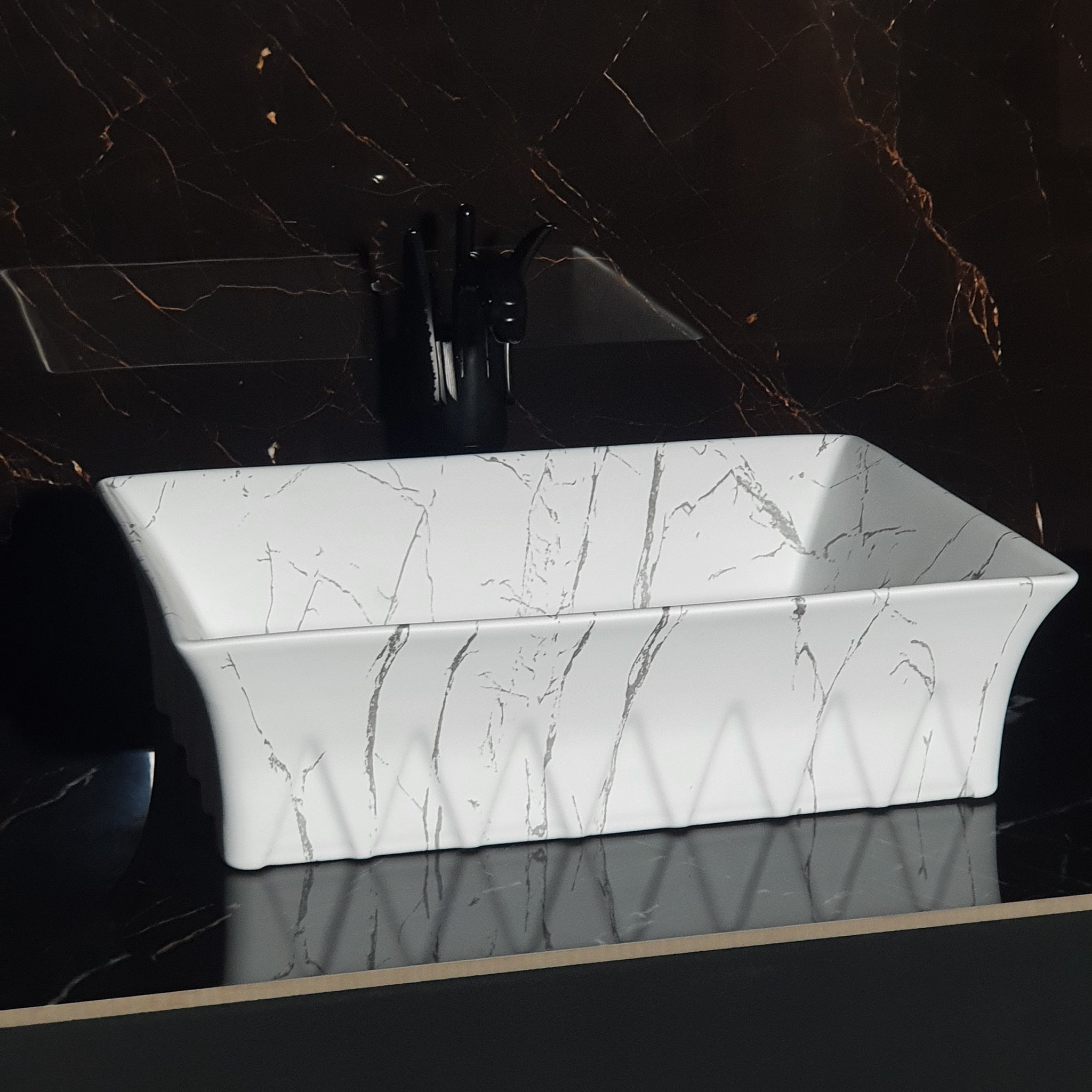 B Backline Ceramic Table Top, Counter Top Wash Basin 19 X 15 X 5 Inch White