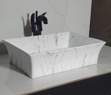 B Backline Ceramic Table Top, Counter Top Wash Basin 19 X 15 X 5 Inch White