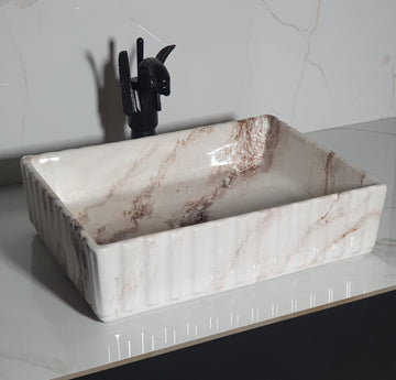 B Backline Ceramic Table Top, Counter Top Wash Basin 19 X 14 X 5 Inch