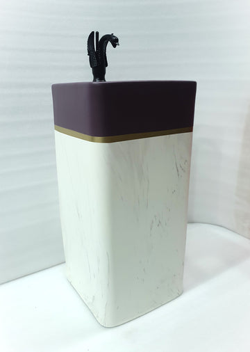 B Backline Ceramic Pedestal Wash Basin Rectangle 16 x 16 x 33 Inch Maroon White