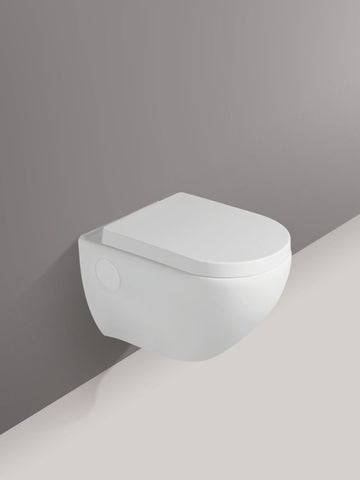 B Backline Ceramic Wall Hung or Wall Mounted Water Closet Western Commode Toilet with Soft Seat Cover White