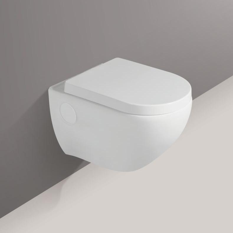Ceramic Wall Hung / Wall Mount  Commode/Water Closet With Soft Close Seat Cover For Bathroom - Bath Outlet